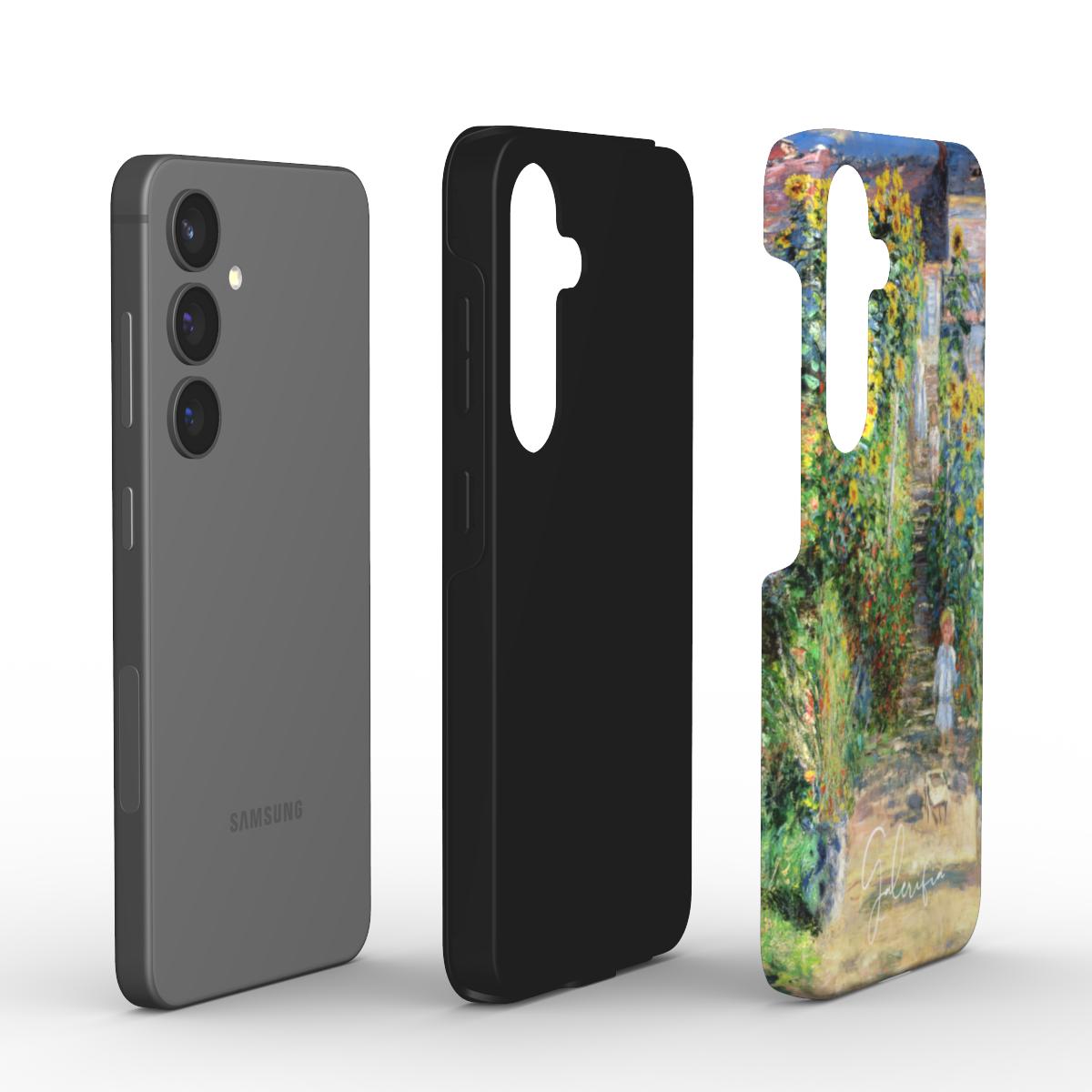 Edge detail of Galerifia art Samsung Galaxy case featuring The Artist’s Garden at Vétheuil by Claude Monet