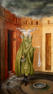 Mujer saliendo del psicoanalista by Remedios Varo