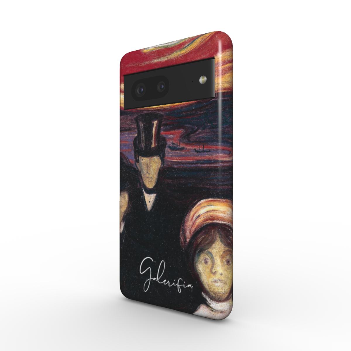 Side profile of Anxiety Edvard Munch Google Pixel case showing slim protective edges