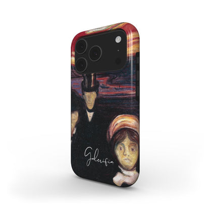 Side profile of Anxiety Edvard Munch iPhone case showing slim protective edges