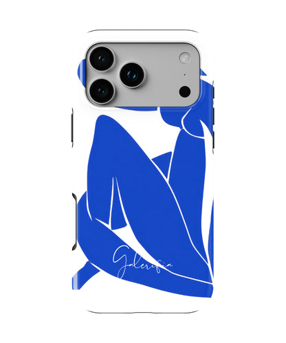 Front view of Blue Nude II by Henri Matisse fine art iPhone case featuring iconic abstract blue artwork by Galerifia.