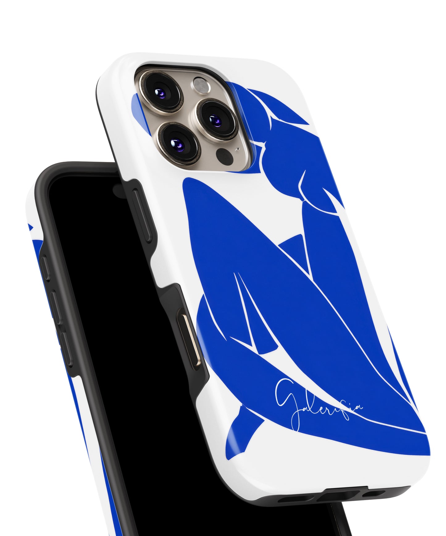 Glossy close-up of Blue Nude II by Henri Matisse art iPhone case showing abstract cut-out shapes and rich blue tones by Galerifia.