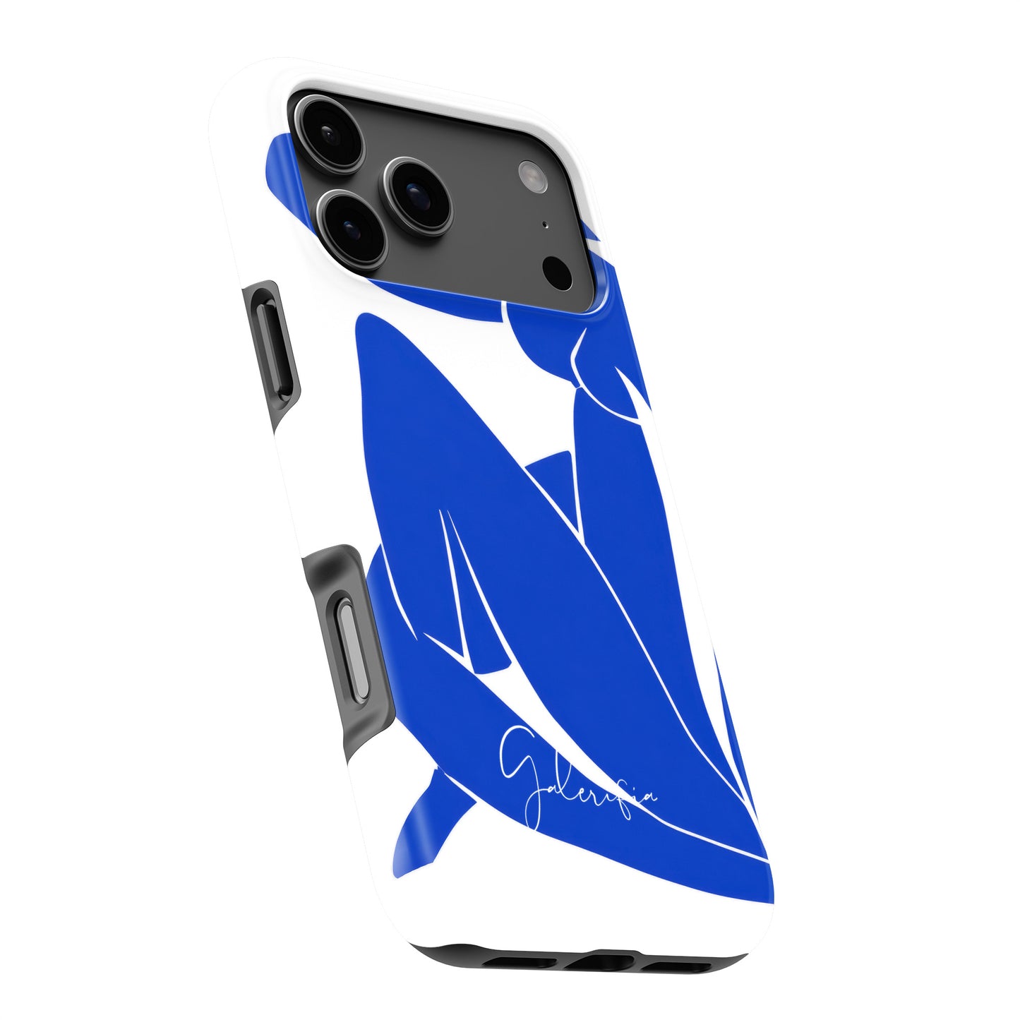 Side angle product render of Blue Nude II by Henri Matisse printed on a premium tough iPhone case by Galerifia.