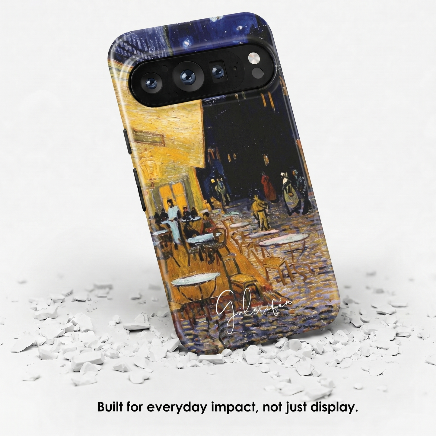 Angled view of Café Terrace at Night by Vincent van Gogh tough Google Pixel case