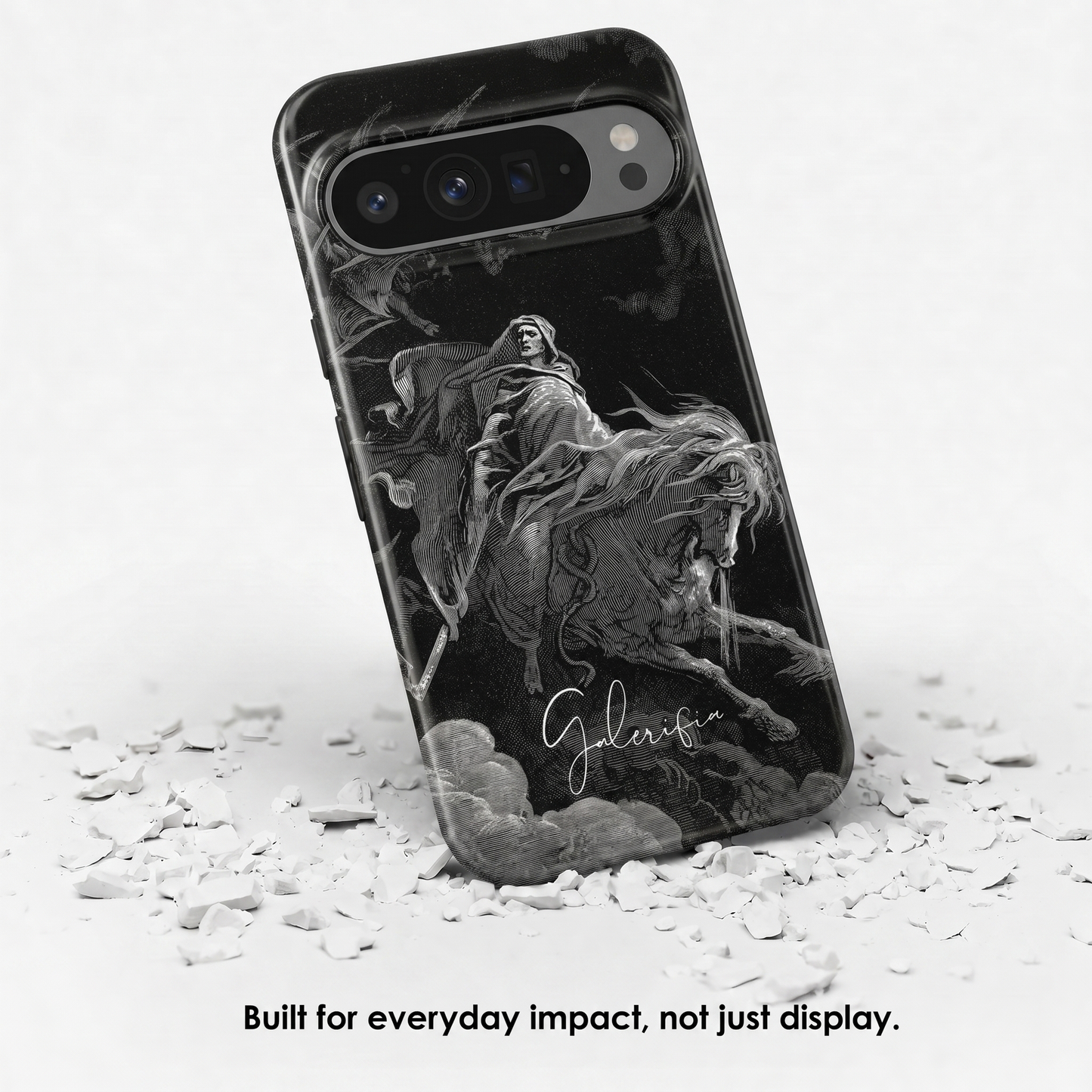 Angled view of Death on the Pale Horse by Gustave Doré tough Google Pixel case