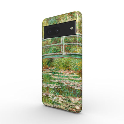 Side profile of Galerifia Bridge over the Lily Pond Claude Monet Google Pixel phone cover showing protective edges