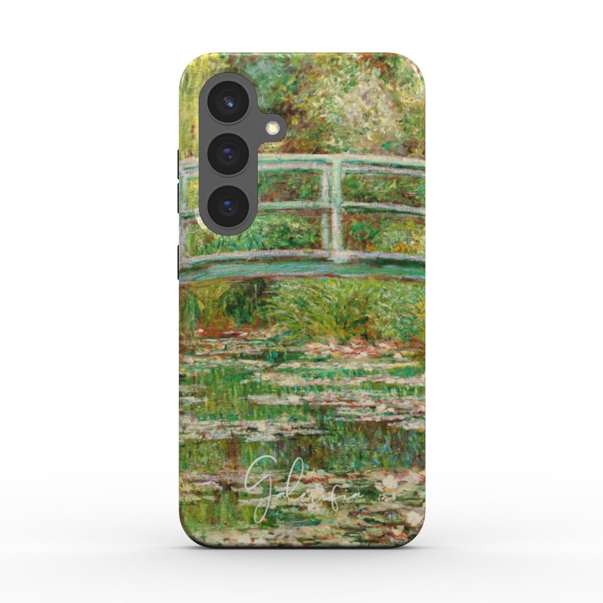 Back view of Galerifia Bridge over the Lily Pond by Claude Monet printed on a Samsung Galaxy phone case