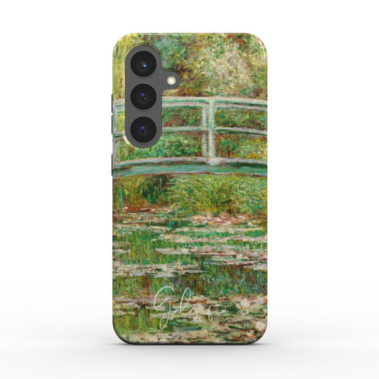 Back view of Galerifia Bridge over the Lily Pond by Claude Monet printed on a Samsung Galaxy phone case