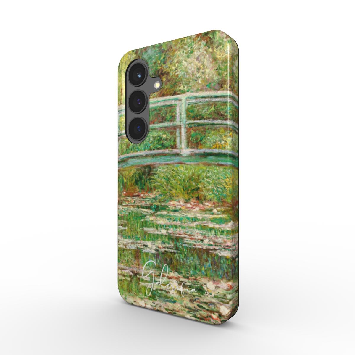 Side profile of Galerifia Bridge over the Lily Pond Claude Monet Samsung Galaxy phone cover showing protective edges