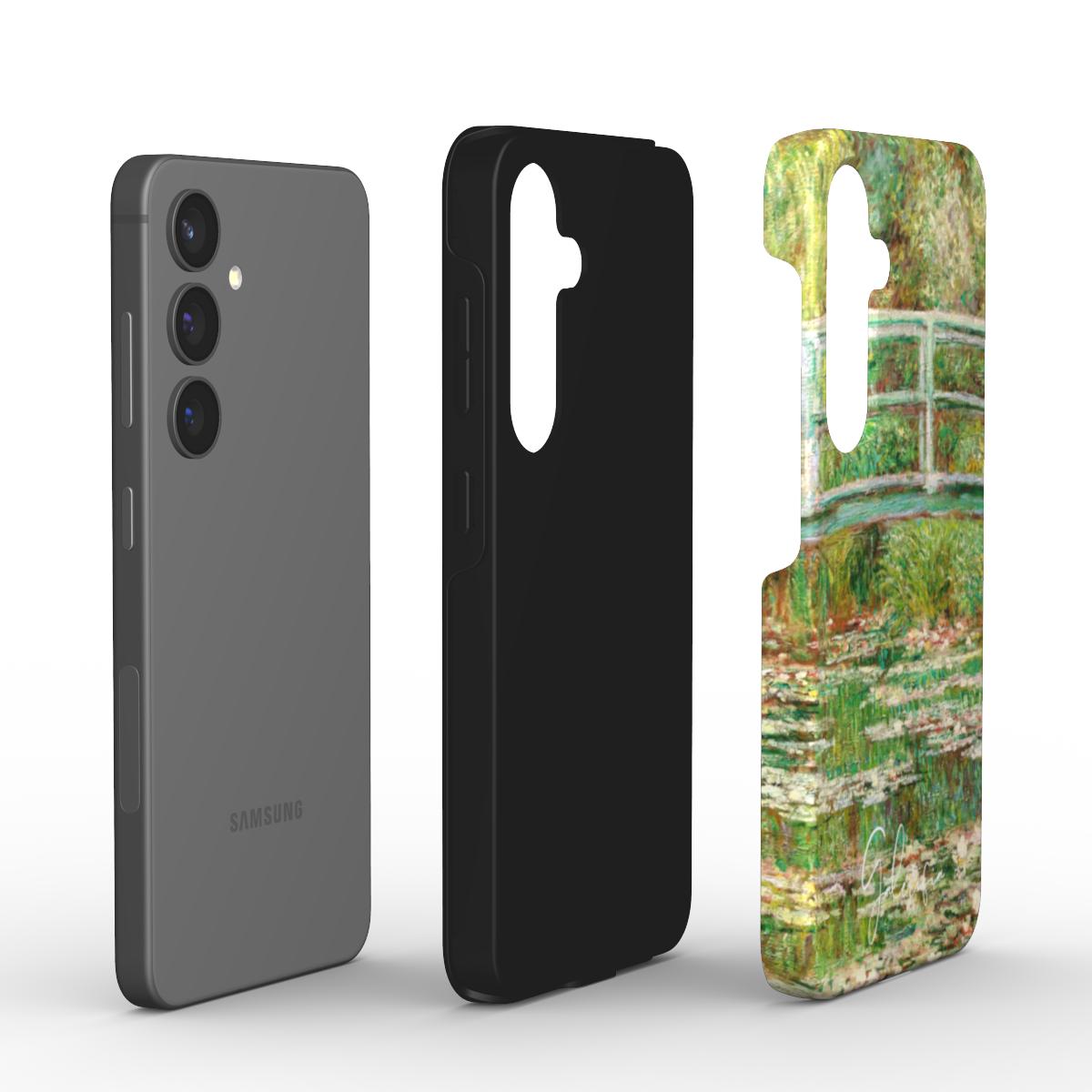 Edge detail of Galerifia art Samsung Galaxy case featuring Bridge over the Lily Pond by Claude Monet