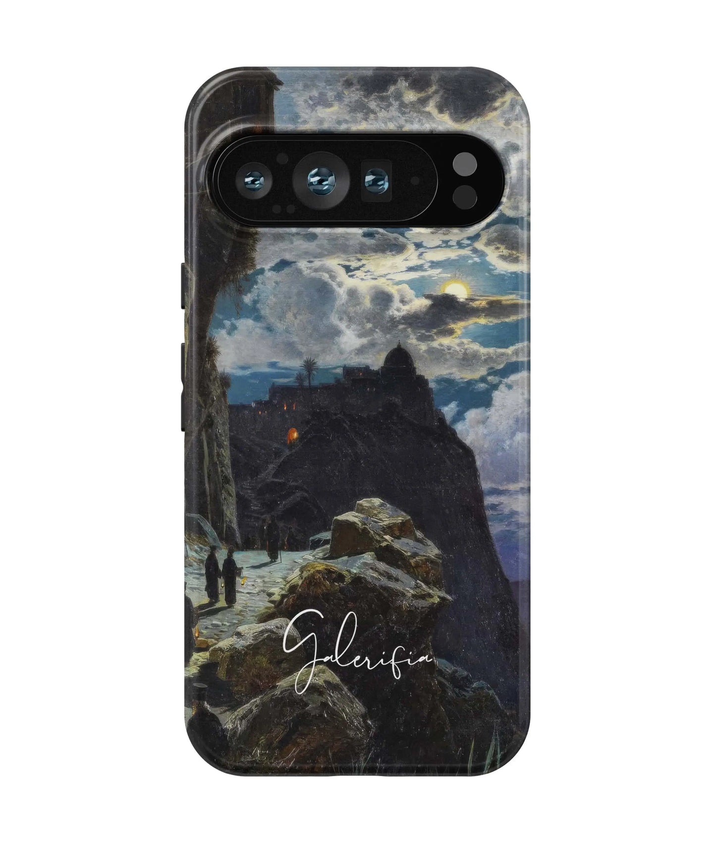 Galerifia Nightly Walk of the Monks to the Mount Athos by Hermann Corrodi displayed on a Google Pixel phone case with camera cutout visible