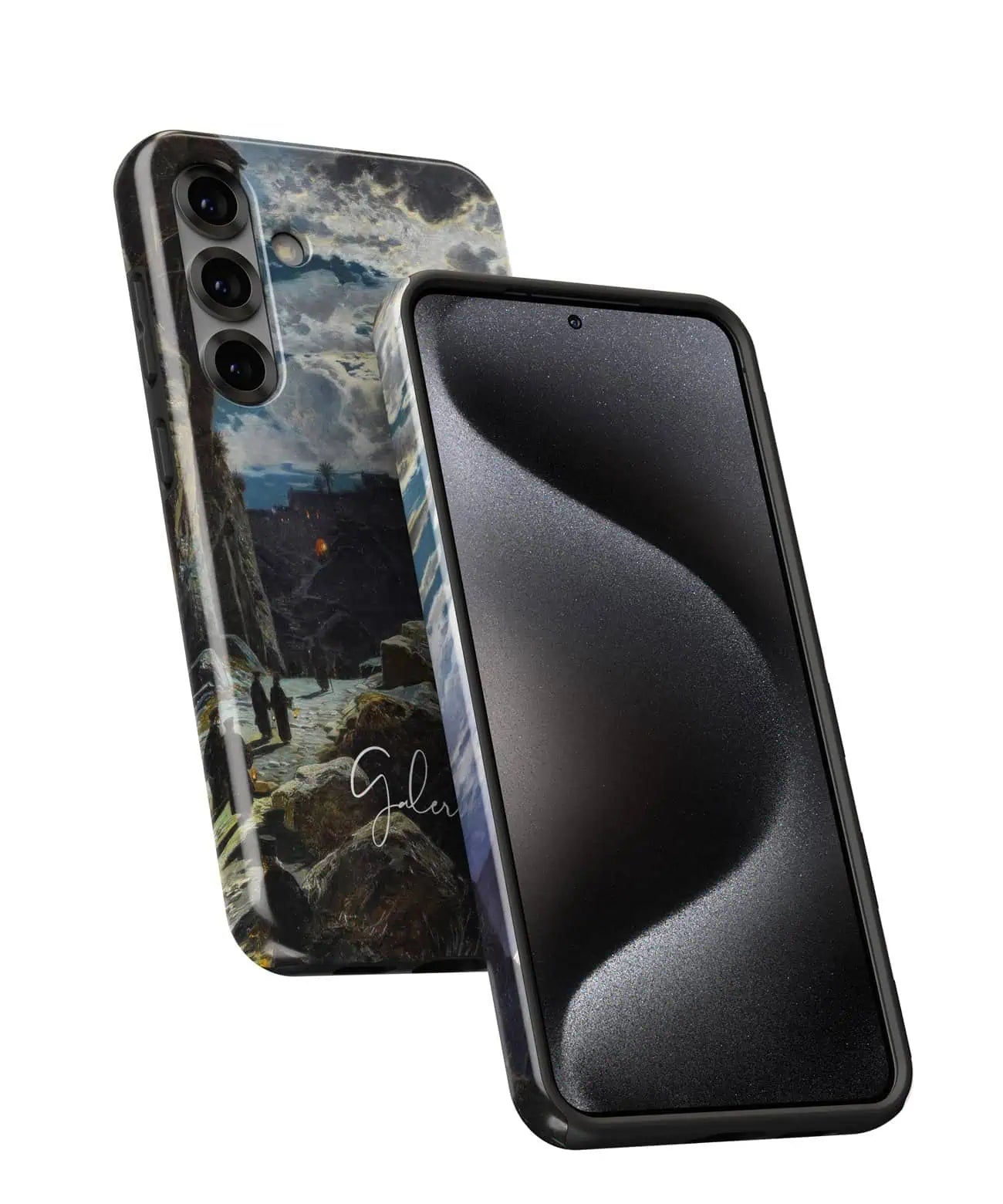 Angled view of Galerifia Nightly Walk of the Monks to the Mount Athos by Hermann Corrodi on a Samsung Galaxy phone case