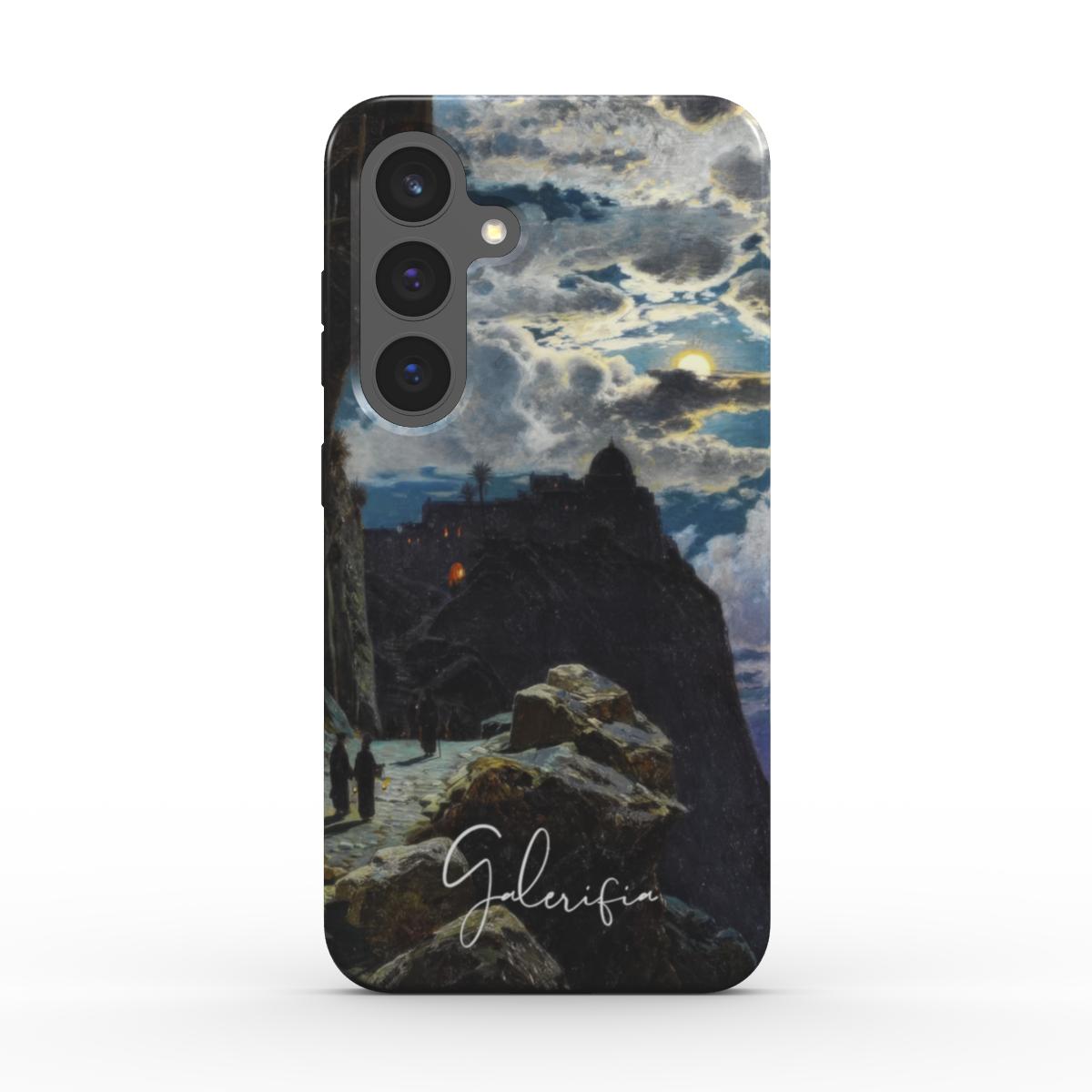 Back view of Galerifia Nightly Walk of the Monks to the Mount Athos by Hermann Corrodi printed on a Samsung Galaxy phone case