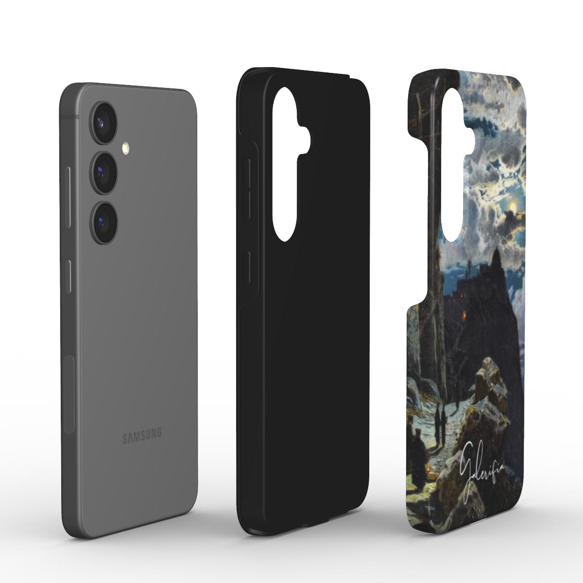 Edge detail of Galerifia art Samsung Galaxy case featuring Nightly Walk of the Monks to the Mount Athos by Hermann Corrodi