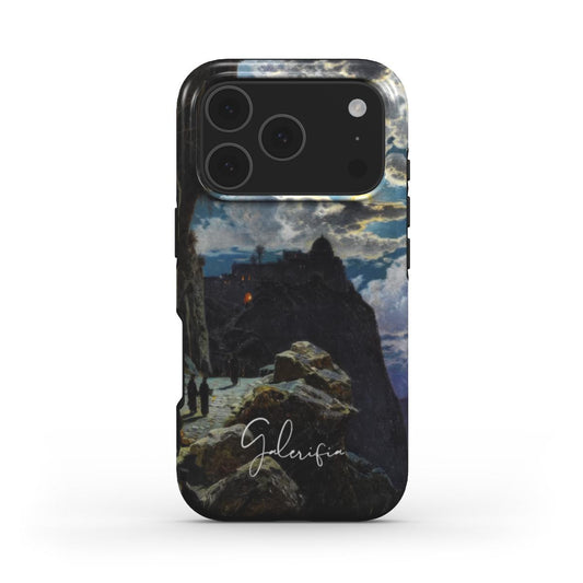 Back view of Galerifia Nightly Walk of the Monks to the Mount Athos by Hermann Corrodi printed on an iPhone phone case