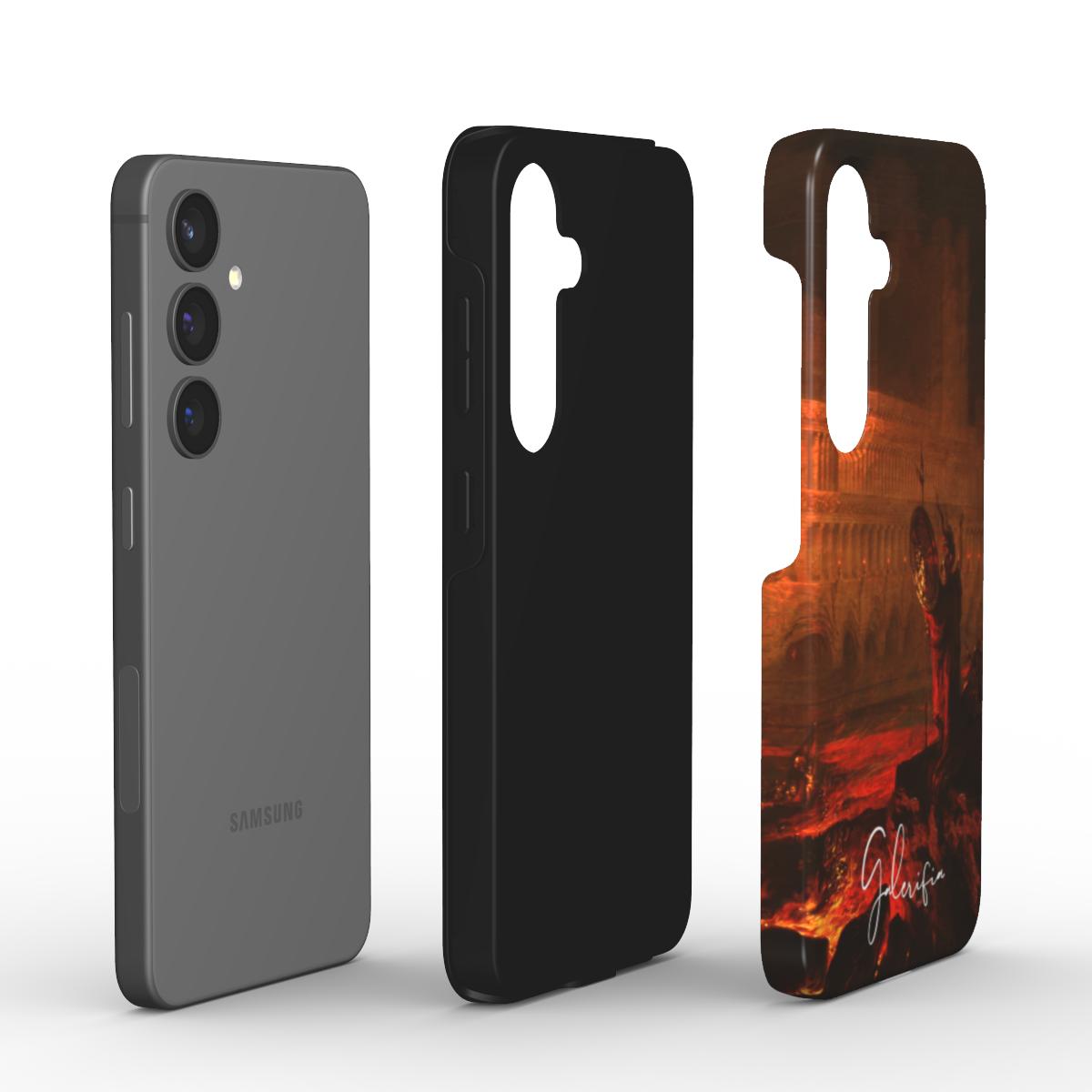 Edge detail of Galerifia art Samsung Galaxy case featuring Pandemonium by John Martin