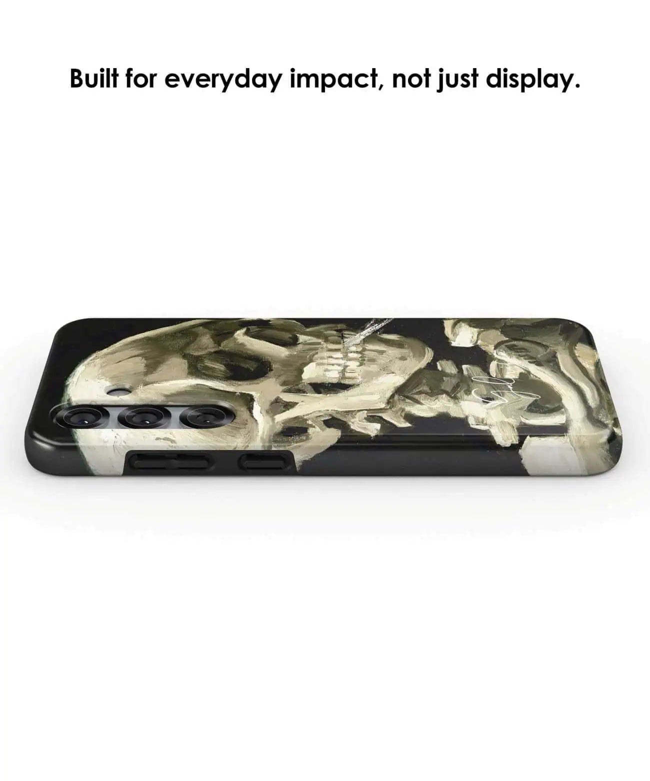 Side view of Galerifia Skull of a Skeleton with Burning Cigarette by Vincent van Gogh on a Samsung Galaxy case