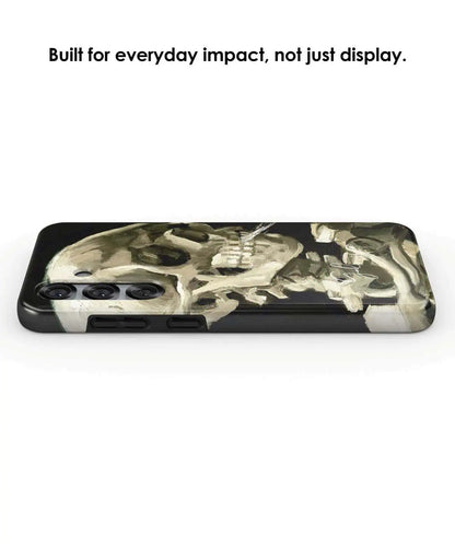 Side view of Galerifia Skull of a Skeleton with Burning Cigarette by Vincent van Gogh on a Samsung Galaxy case