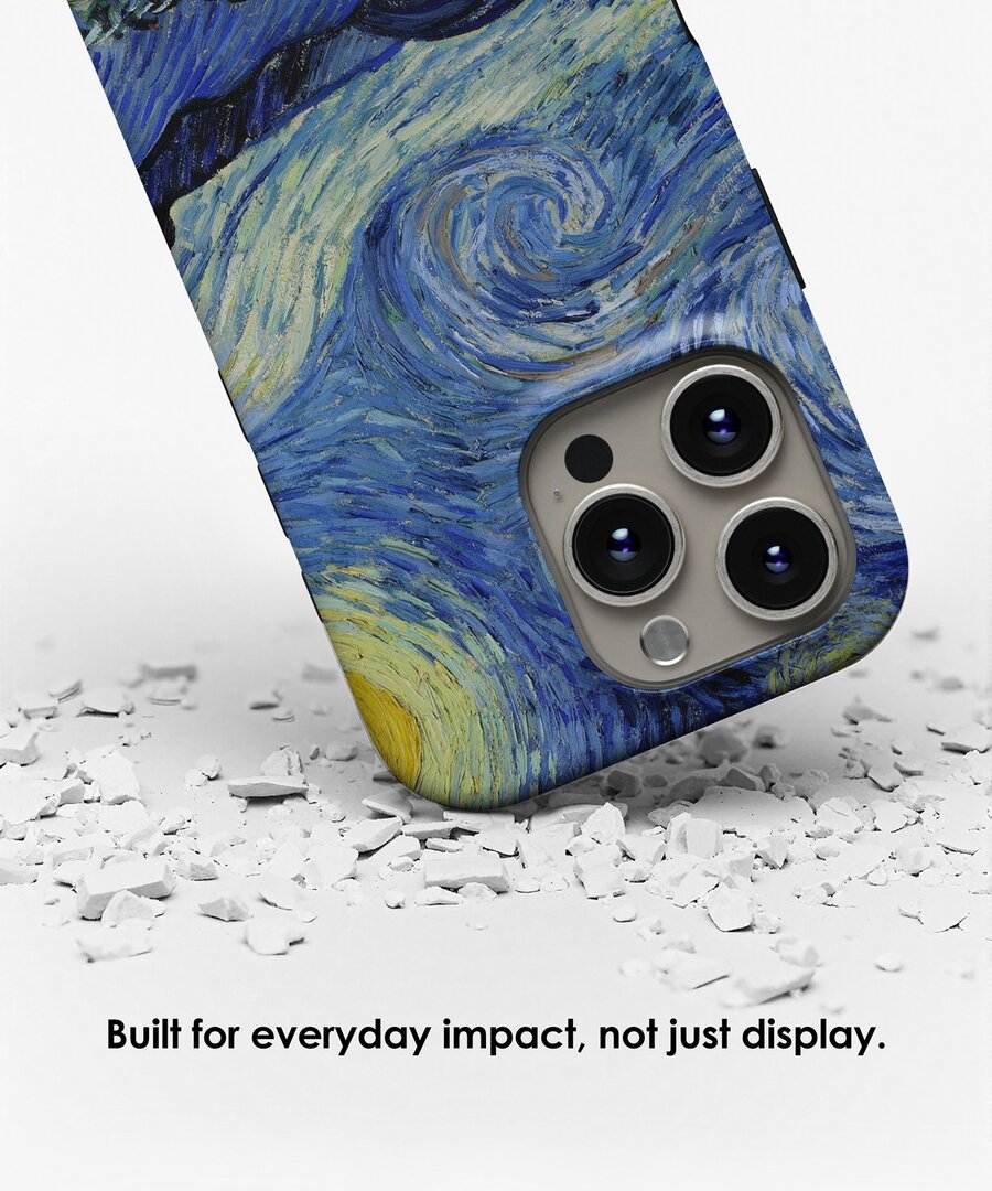 Corner protection detail on Galerifia Starry Night Vincent van Gogh iPhone case