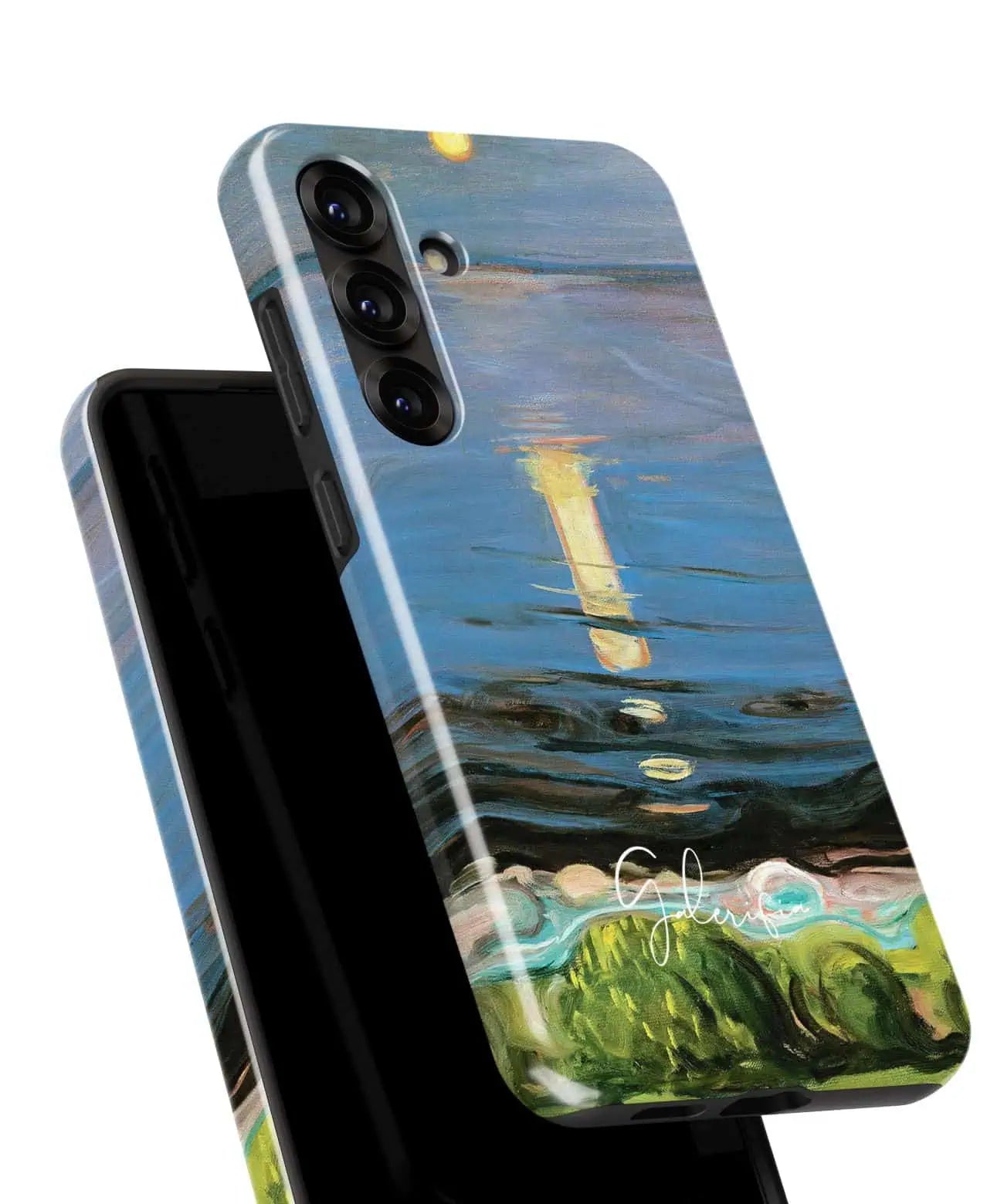 Angled back view of Galerifia Summer Night on the Beach by Edvard Munch on a Samsung Galaxy case