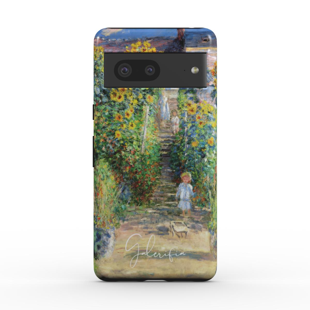 Back view of Galerifia The Artist’s Garden at Vétheuil by Claude Monet printed on a Google Pixel phone case