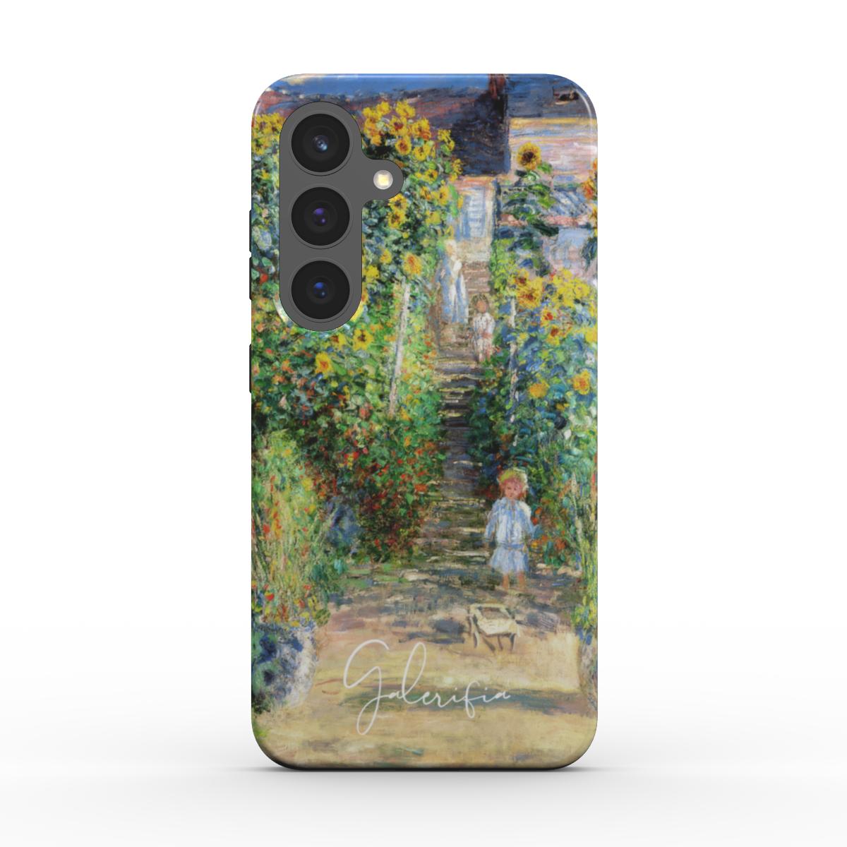 Back view of Galerifia The Artist’s Garden at Vétheuil by Claude Monet printed on a Samsung Galaxy phone case