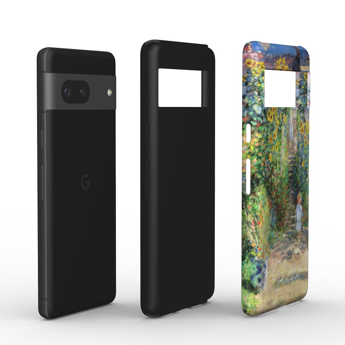 Edge detail of Galerifia art Google Pixel case featuring The Artist’s Garden at Vétheuil by Claude Monet