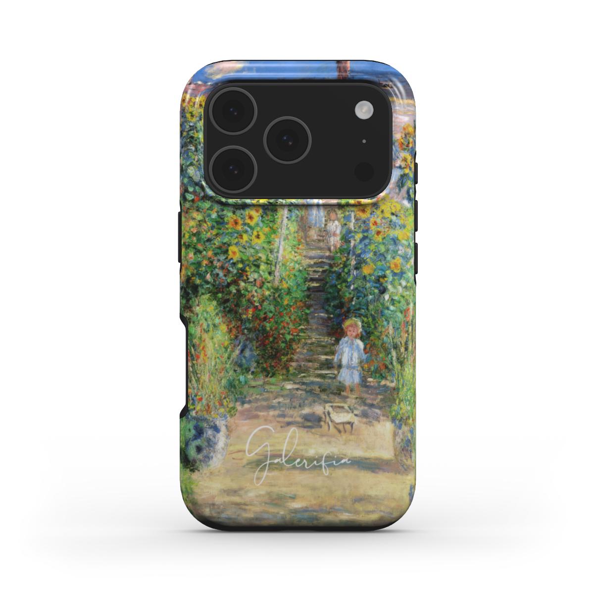 Back view of Galerifia The Artist’s Garden at Vétheuil by Claude Monet printed on an iPhone phone case
