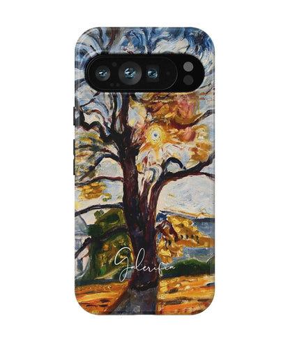 Back view with camera cutout of Galerifia The Oak by Edvard Munch on a Google Pixel case