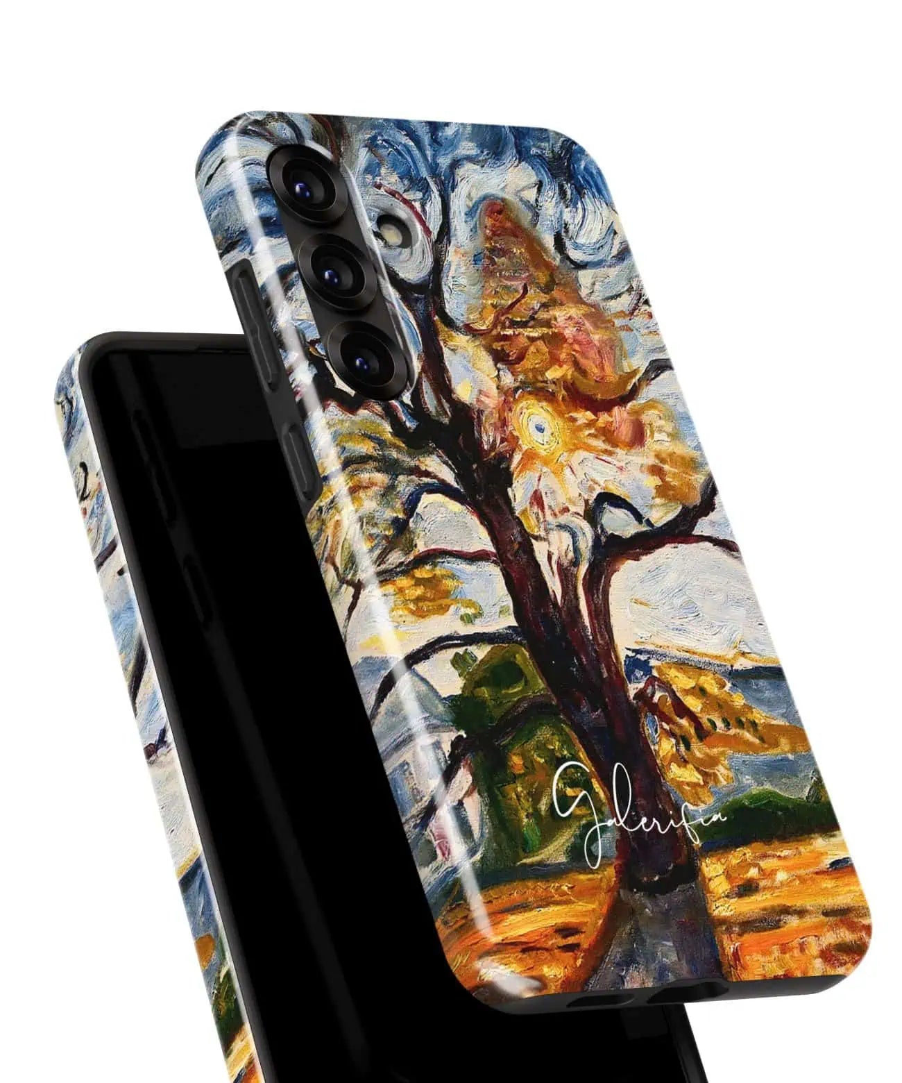 Angled back view of Galerifia The Oak Edvard Munch Samsung Galaxy phone case