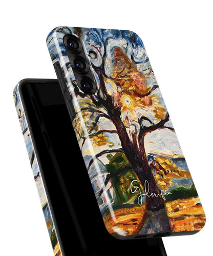 Angled back view of Galerifia The Oak Edvard Munch Samsung Galaxy phone case