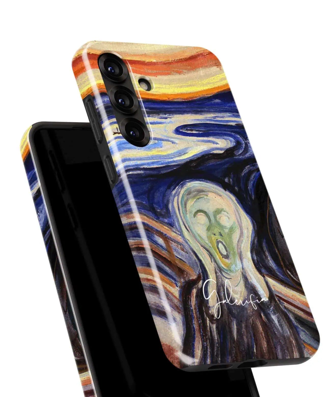 Angled back view of Galerifia The Scream by Edvard Munch on a Samsung Galaxy case