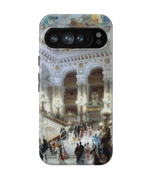 Galerifia The Staircase of the Opera by Louis Béroud displayed on a Google Pixel phone case with camera cutout visible