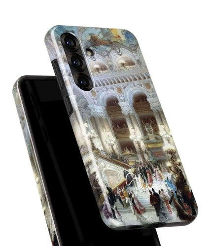 Back angled view of Galerifia The Staircase of the Opera by Louis Béroud on a Samsung Galaxy phone case
