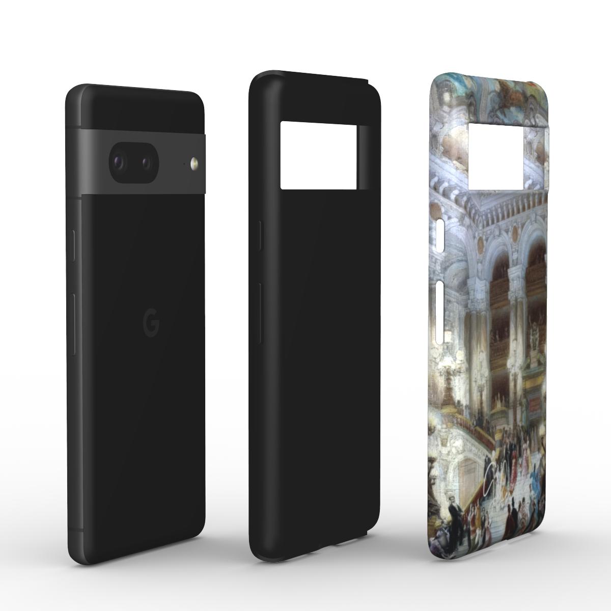 Edge detail of Galerifia art Google Pixel case featuring The Staircase of the Opera by Louis Béroud