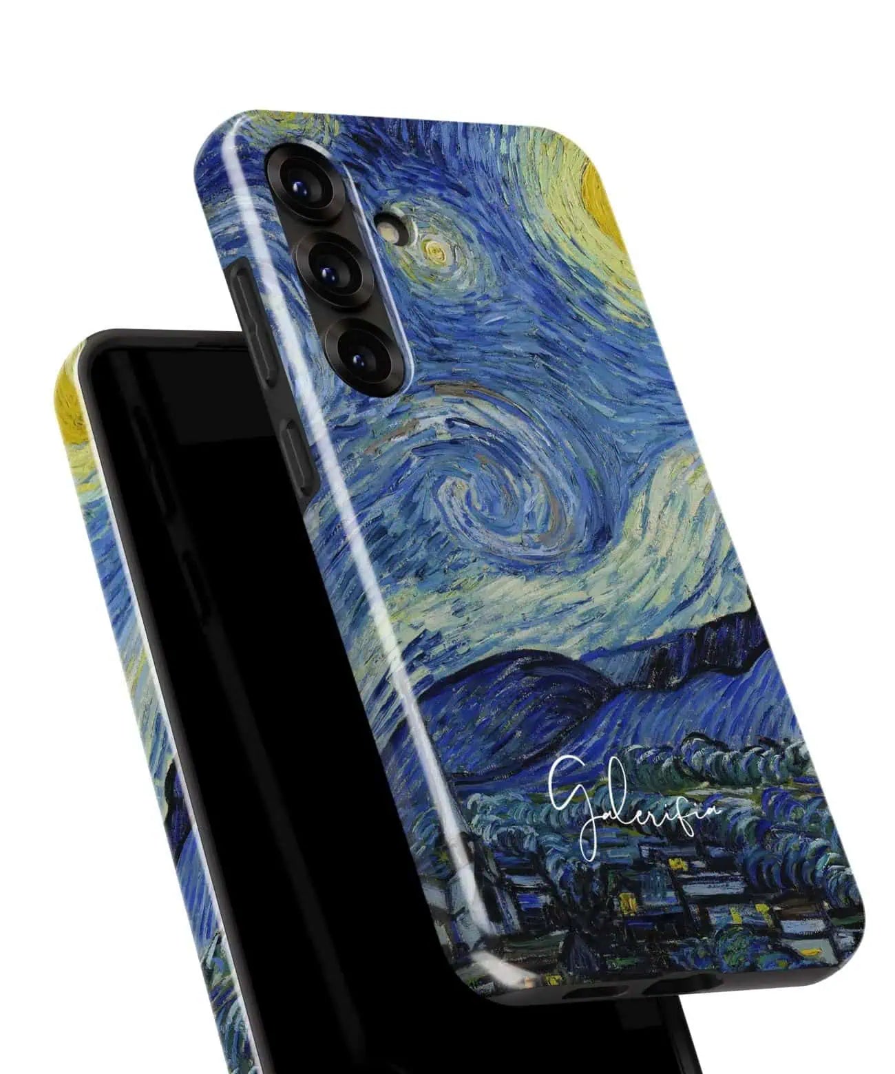 Angled back view of Galerifia The Starry Night Vincent van Gogh Samsung Galaxy phone case