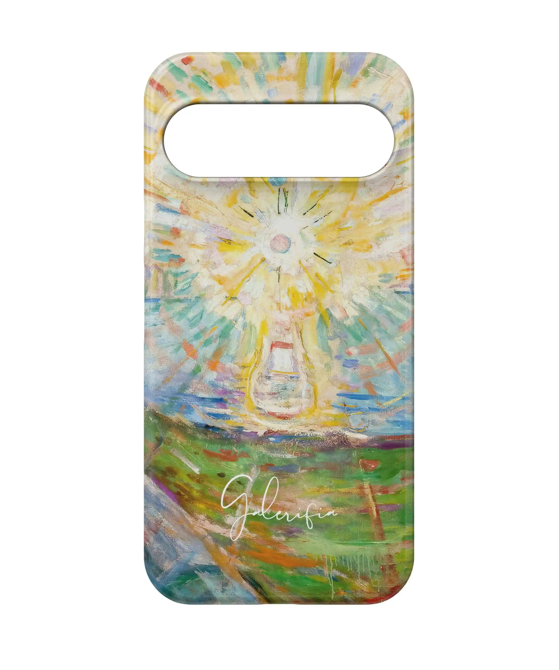Back view without camera module showing The Sun by Edvard Munch on a Google Pixel case