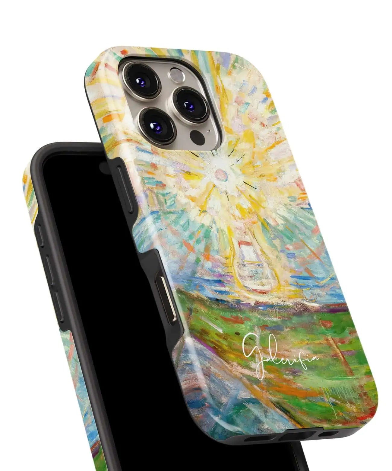 Corner protection detail on Galerifia The Sun Edvard Munch iPhone case