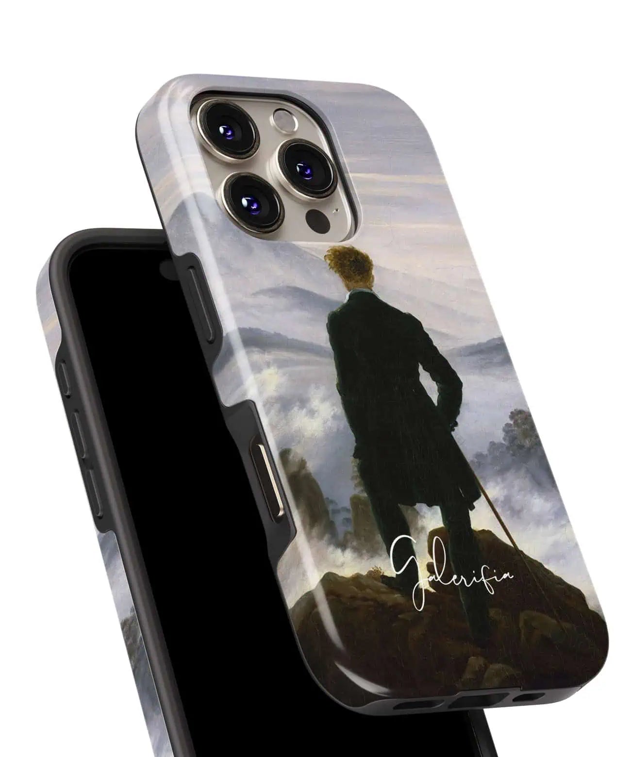 Corner protection detail on Galerifia Wanderer above the Sea of Fog Caspar David Friedrich iPhone case