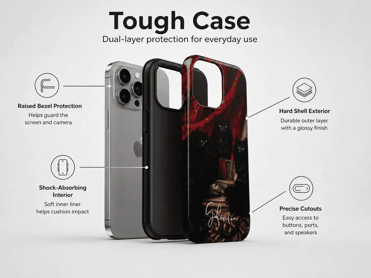 iPhone tough case with dual layer protection featuring shock absorbing interior and durable outer shell
