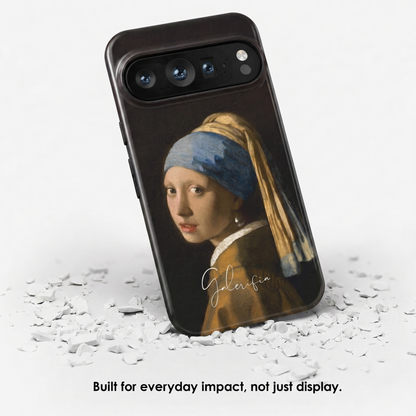 Angled view of Girl with a Pearl Earring by Johannes Vermeer tough Google Pixel case
