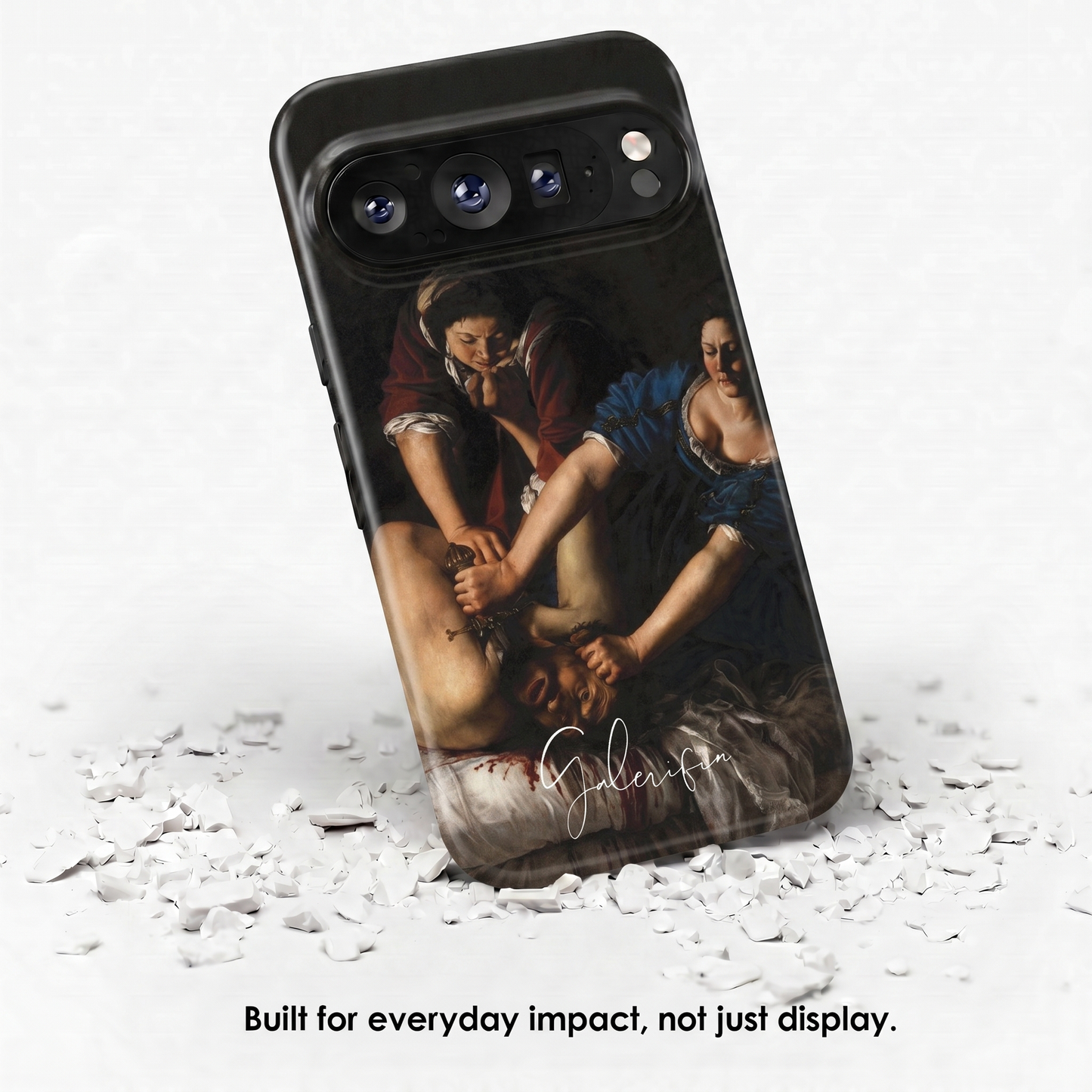 Angled view of Judith Beheading Holofernes by Artemisia Gentileschi tough Google Pixel case