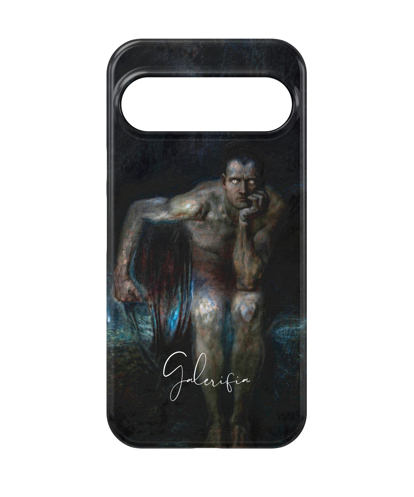 Close-up camera cutout view of Lucifer by Franz von Stuck Google Pixel phone case