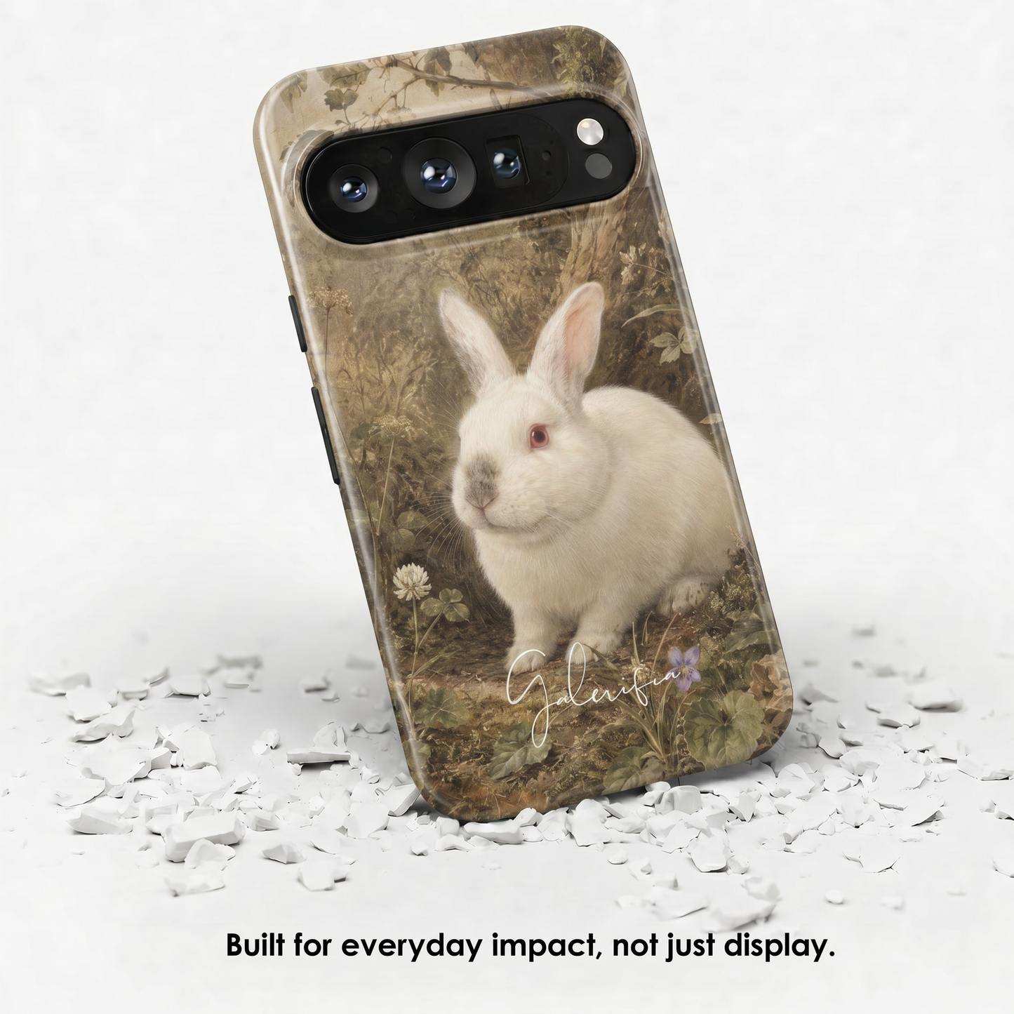 Angled view of New Zealand Rabbit tough Google Pixel case