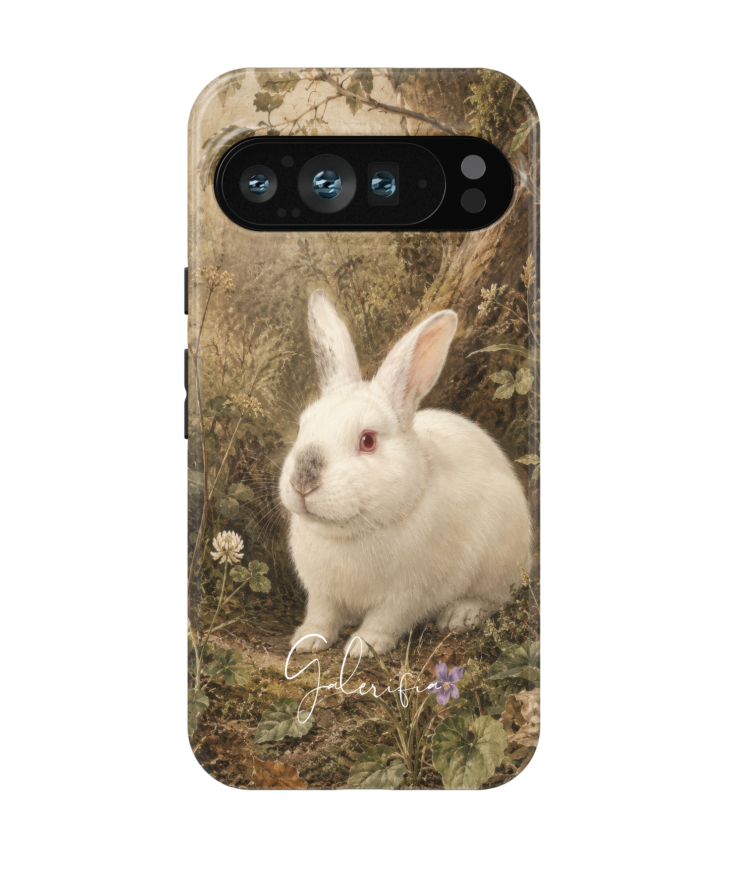 Close-up camera cutout view of New Zealand Rabbit Google Pixel phone case