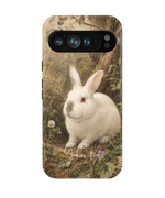 Close-up camera cutout view of New Zealand Rabbit Google Pixel phone case
