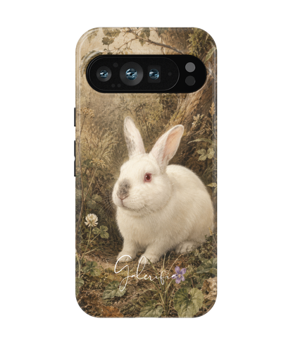 Close-up camera cutout view of New Zealand Rabbit Google Pixel phone case