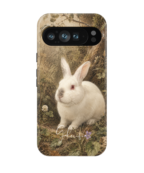Close-up camera cutout view of New Zealand Rabbit Google Pixel phone case