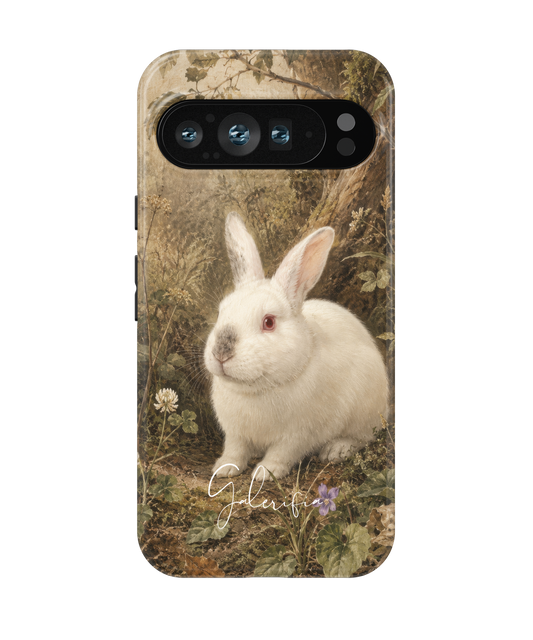 Close-up camera cutout view of New Zealand Rabbit Google Pixel phone case