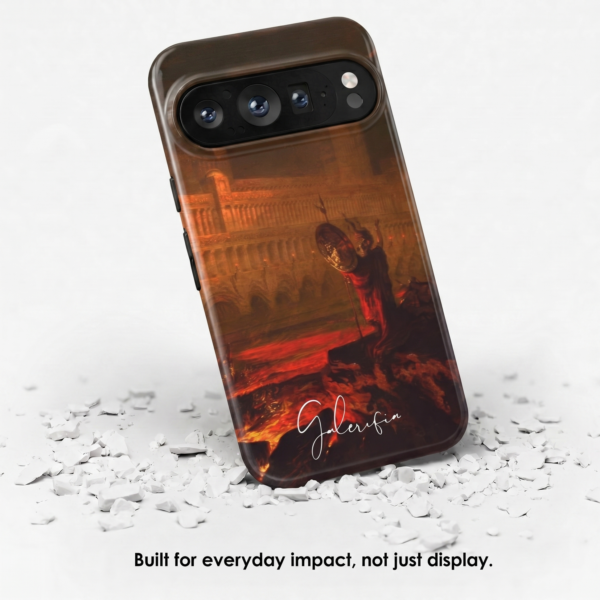Angled view of Pandemonium by John Martin tough Google Pixel case